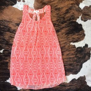 Coral red and white aztec dress